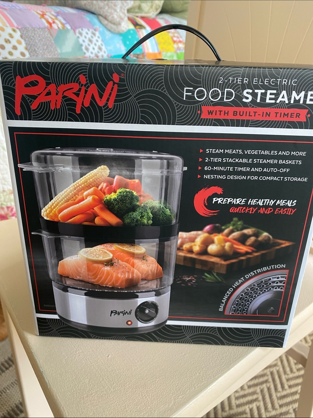 Parini 2-Tier Electric Food Steamer — Clear and Silver - Picture 3 of 6